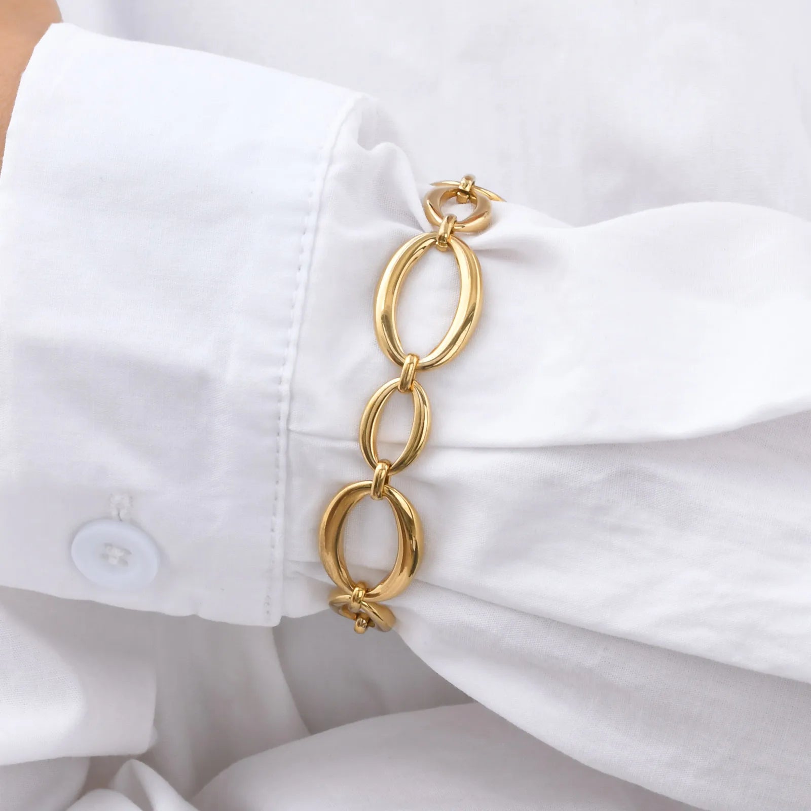 Distinctive Elliptical Bracelet for Women,Hand-made Chain Stainless Steel Bracelets, Jewelry Gift - Image 1