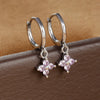2PCS Zircon Flower Pendant Hoop Earrings for Women Simple Sweet Stainless Steel Earring Piercing Jewelry - Image 9
