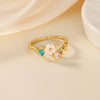 Unique Small Flower Stainless Steel Women's Ring Gold Color Anti Fading Cubic Zirconia Ring Wedding Jewelry Vacation Accessories - Image 9
