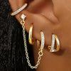 4PC Chain Huggie Earring Set For Women Flower Tragus Hoop Earrings Bulk Cartilage Piercing Helix Jewelry Lobe Earing Lot - Image 4