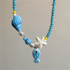 Colorful Ceramic Fish and Starfish Bead Choker Necklace - Image 8