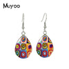 Kandinsky Circles Tear drop Earring Geometric Art Fish hook Earrings Glass Dome Jewelry Handmade Items - Image 1
