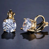 Round Cubic Zirconia Copper Clip Earrings For Women Gold Color Crystal Metal Earring Party Wedding Daily Jewelry - Image 1