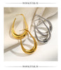 Hollow Pear-Shaped Stainless Steel Hoop Earrings in Silver-Tone or Gold-Tone - Image 11