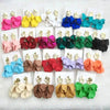 Gold Color Metal Leaf Acrylic Petal Flower Drop Earrings For Women Rose Pink Blue Orange Green Colors - Image 1