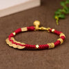 Hand Woven Five Coins Lucky Red Bracelet Hand Rope Female National Style Beige Rope Lover Girlfriend Bracelet - Image 1