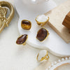 Maillard Chunky Gold Plated Stainless Steel Open Ring for Women Retro Tiger Eye Irregular Statement Adjustable Jewelry Gift - Image 5