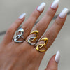 Uself Geometry Stainless Steel Open Ring Personality Charms Pvd Gold Plated Jewelry for Women - Image 4