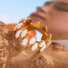 316L Stainless Steel Enamel Double Row Oval Open Ring Gold Plated Jewelry For Women Everyday Wear - Image 3