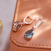Grey Crystal Long Water Drop Dangle Earrings Women Rose Gold Color With Zircon Daily Jewelry - Image 5