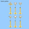 Six-Piece Stainless Steel Labret Piercing Stud Set with 1.2 x 8 mm Bar - Image 6