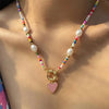 Ywzixln Bohemian Colorful Beads Chain Necklaces White Heart Pendant Jewelry For Women Valentine's Accessories - Image 6