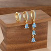 3PCS Stainless Steel Water Drop Tassel Hoop Earrings Set For Women Gold Plated Zircon Piercing Earring Korean Jewelry - Image 4