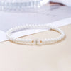 A-Z Initial Letter Bracelet for Women White Beads Round Pendant Elastic Bracelets Jewelry Mother of Pearl Charm - Image 27