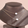 Double-Layer Snake Chain Choker Necklace with Imitation Pearl Pendant in Gold-Tone - Image 9
