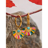 Y2K Colorful Enamel Stainless Steel Fan Geometric Bohemian Rainbow Drop Hoop Earrings Women Charm Jewelry - Image 3
