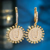 A-Z 26 Letter Round Hoop Earrings Yellow Gold Color White Zircon Wedding Jewelry For Women - Image 23