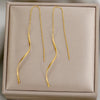 Stainless Steel Gold Color Long Tassel Earrings for Women Simple Geometric Unique Korean Earrings Wedding Jewelry Gifts - Image 7