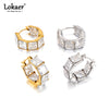 Square Crystal Zirconia Hoop Earring for Women Stainless Steel Shiny CZ Ear Birthday Jewelry Gifts - Image 1