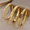 Vintage Gold Plated Stainless Steel Cuff Bangle for Women Stone Twisted Wrap Wristband Bracelets Party Jewelry - Image 4