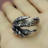 Stainless Steel Vintage Silver Dragon Claw Adjustable Opening Ring Tibetan silver Eagle Animal Rings for Men Women Punk Jewelry - Image 3