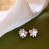 Design Inspired Pearl Pentagram Star Micro Inlaid Zircon Stud Earrings Sweet and Elegant Jewelry Accessories for Women in - Image 1