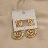 Charming heavy metal fan-shaped spiral gold-plated women's earrings, and stainless steel, wife gift - Image 4