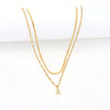 Gold Plated Pave Zirconia Letter Necklace Stainless Steel Herringbone Lip Chain Layered Initial Necklace Sets For Women - Image 4