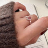 Korean Oval Pink Crystal Cuff Finger Rings For Women Girl Sweet Jewelry Friend Gift Party - Image 3