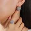 Double Layer Round Inlaid Zirconia Jewelry Set for Women Two-tone Gold Plated Earrings Ring Retro Banquet Jewelry - Image 4