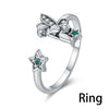 Silver Cube Zirconia Snake Ring Women Open Adjustable CZ Finger Ring Party Jewelry Necklace Clover Charm Love - Image 8