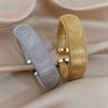 Greatera 18mm Wide Mesh Weave Stainless Steel Open Bracelet Simple Dense Line Embossed Chunky European American Bangle Jewelry - Image 2