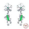 Silver Elegant Sparkling Lucky Clover Hoops Earring For Women Jewelry Simple Colorful Flower Love Gift - Image 36