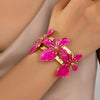 Elegant Enamel Flower Open Cuff Bracelet For Women Gold Plated Metal Pink White Blue Floral Bangles Beach Party Vacation Jewelry - Image 17