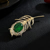 Classic Rhinestone Feather Brooch Gold Plated Lapel Pin Clothing Dress Accessories Birthday Party Jewelry Gifts For Women Men - Image 4