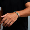 Green Stone Bracelet for Men, Stainless Steel Double-layer Chain Bracelet, Hip Hop Punk Jewelry Gifts - Image 4