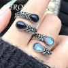 Retro Silver Agate Spoon, Moonstone Ring, Women's Simple and Ring - Image 3