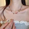 Colorful Zircon Square Chain Necklace Bracelet For Women Crystal Bead Clavicle Chain Wedding Party Jewelry Gift - Image 4