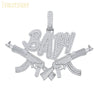 Iced Out Bling CZ Gun Pendant Necklace Cubic Zirconia Letter Steppa Charm Men Hip Hop Jewelry - Image 7