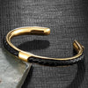 Classic Men Stainless Steel Woven Leather Cuff Bracelet Bangles Minimalist Jewelry Lovers' Gift - Image 1