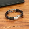 Xqni Stainless Steel Bracelets Weave Black/Brown Leahter Magnetic Buckle Rope Jewelry Accessories Bangles Gifts for Men Friend - Image 6