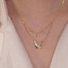 Zircon Inlaid Golden Butterfly Pendant Double Layer Necklace Women's Personality Necklace Wedding Jewelry Birthday Gifts - Image 2