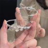 Creative Plum Blossom Cuff Bangles for Women Silver Color Floral Open Bracelet Wristband Wedding Jewelry - Image 2