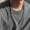 1PC Men's Retro Ethnic Style Africa Stone Necklace for Men Hippie Bohemia Long Beaded Necklace Man Tribal Jewelry Collar Hombre - Image 2