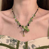 Romantic Niche Pink Sweet Flower Collarbone Chain Versatile Temperament Necklace Women's Pearl Fringe Collarbone Chain - Image 18