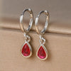 Stainless Steel Huggie Hoop Earrings with Colored Stone Details in Two-Piece Sets - Image 7