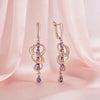 Shiny Purple Zircon Drop Earrings For Women Rose Gold Color Bride Wedding Jewelry Crystal Gift - Image 5