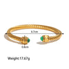 Yori Stone Blue Turquoise Stainless Steel Ribbed Bracelet Gold Plated Gift Gold Pvd Plated Jewelry - Image 9