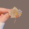 Rhinestone Yellow Maple Brooches Vintage Maple Leaf Green Crystal Pendant Woman's Brooch Pin Accessories Gift - Image 18