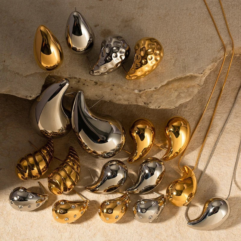 Gold Color Stainless Steel Decoration Earrings Metal Earrings Vintage Hollow Drop Earrings Women Girls Jewelry Gifts - Image 1